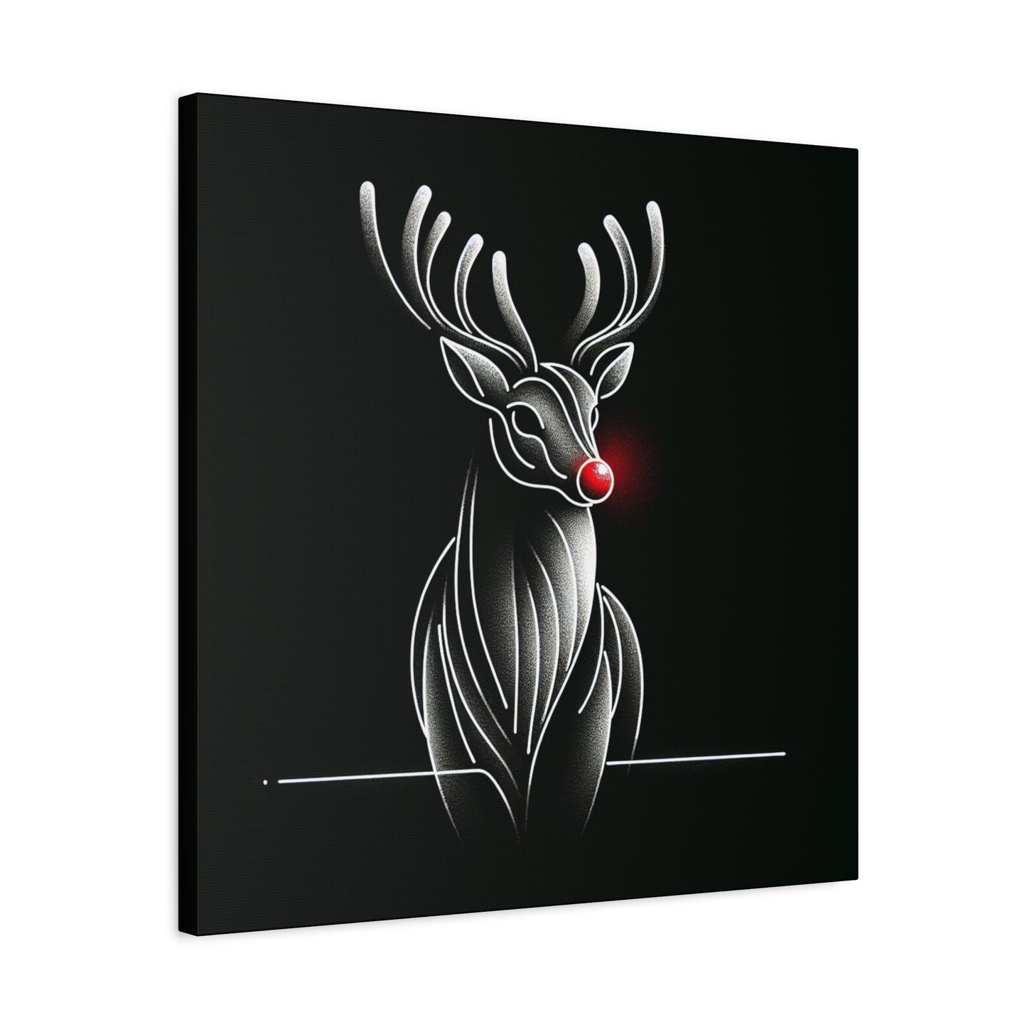 Matte Canvas, Stretched, 1.25"/ Rudolph/ Line Art/ Black/BG