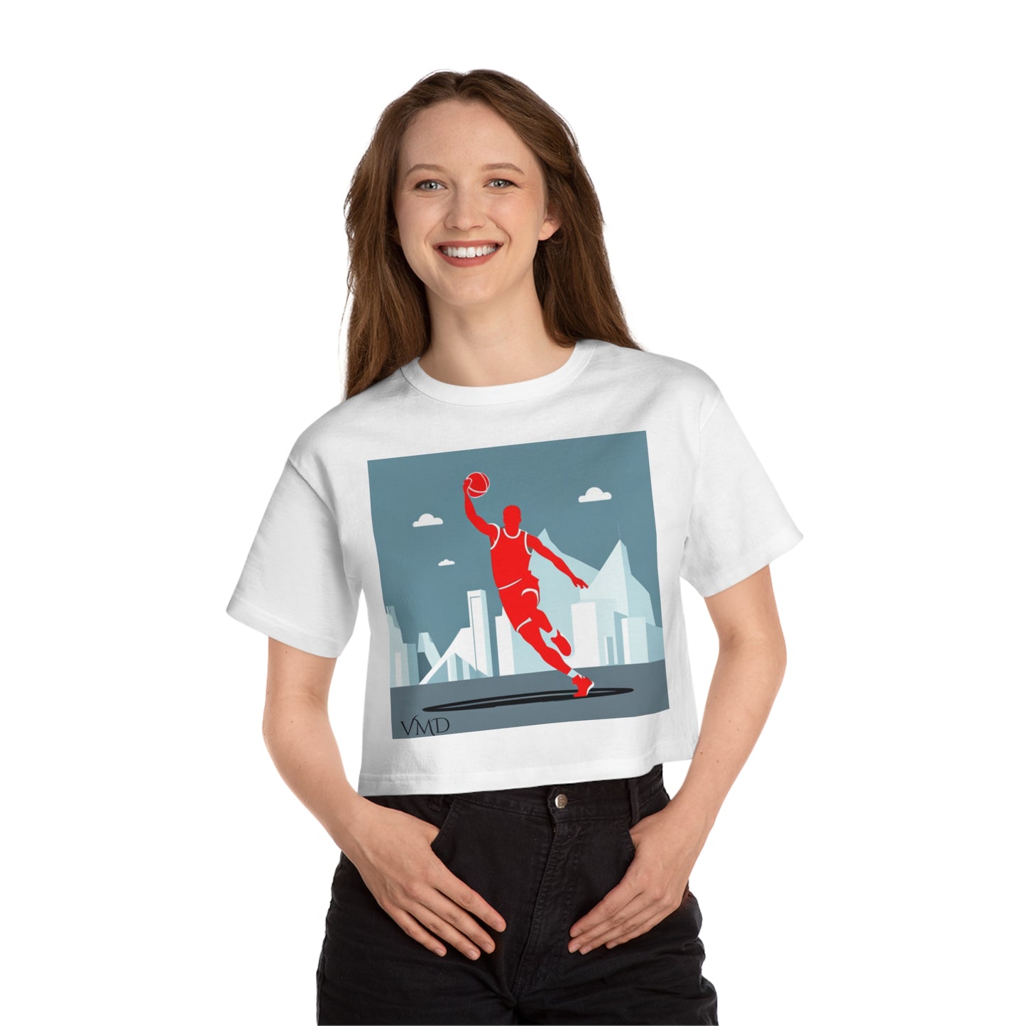 Champion Women's Cropped T-Shirt/Basketball Print