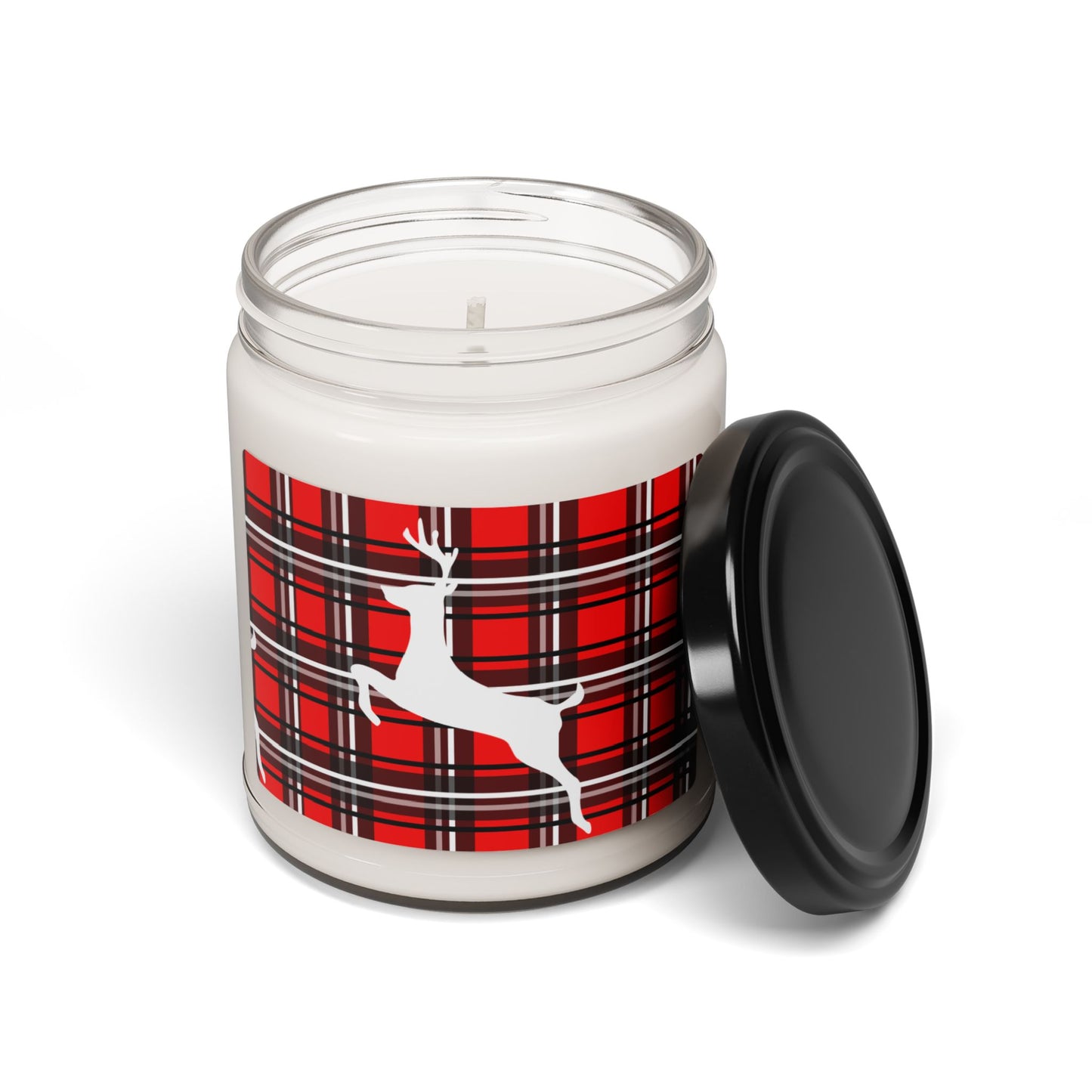 Scented Soy Candle, 9oz/Red/Black/White Plaid/ White Reindeer/Holiday