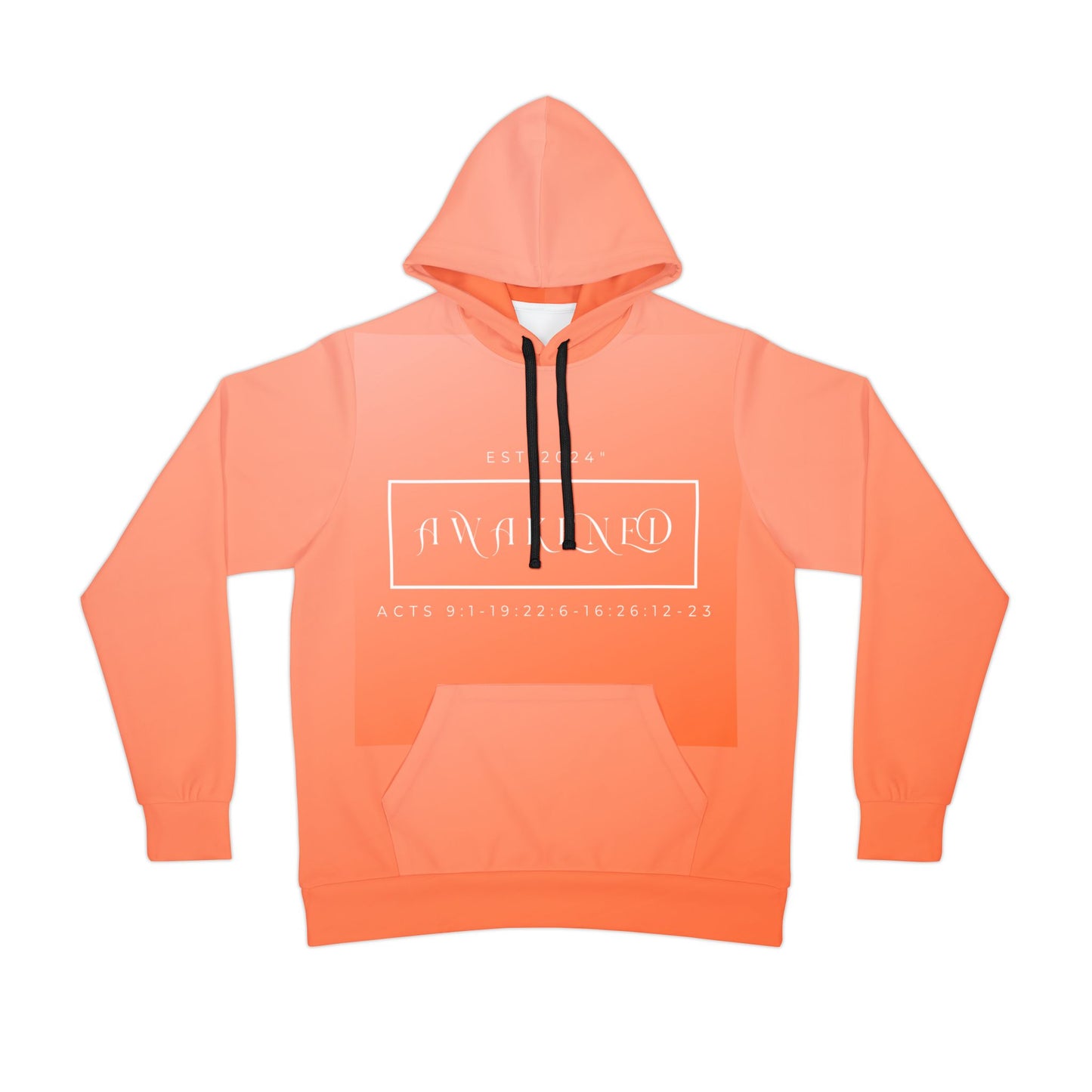 Unisex Athletic Hoodie (AOP)/Awakened/Baby Orange/Bible Scripture/Rectangle