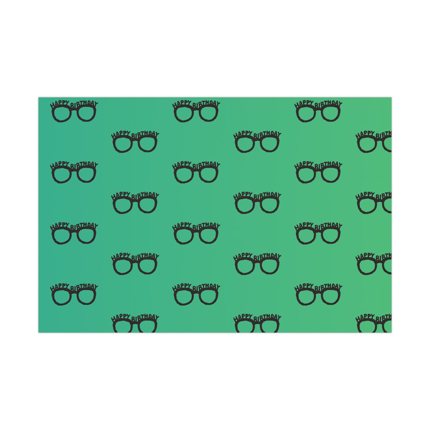 Birthday Gift Wrap Papers Happy Birthday Glasses/ Green Gradient