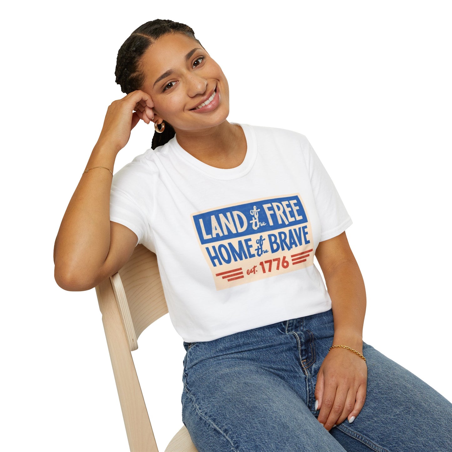 Unisex Softstyle T-Shirt/4th of July/Land of the Free Home of the Brave