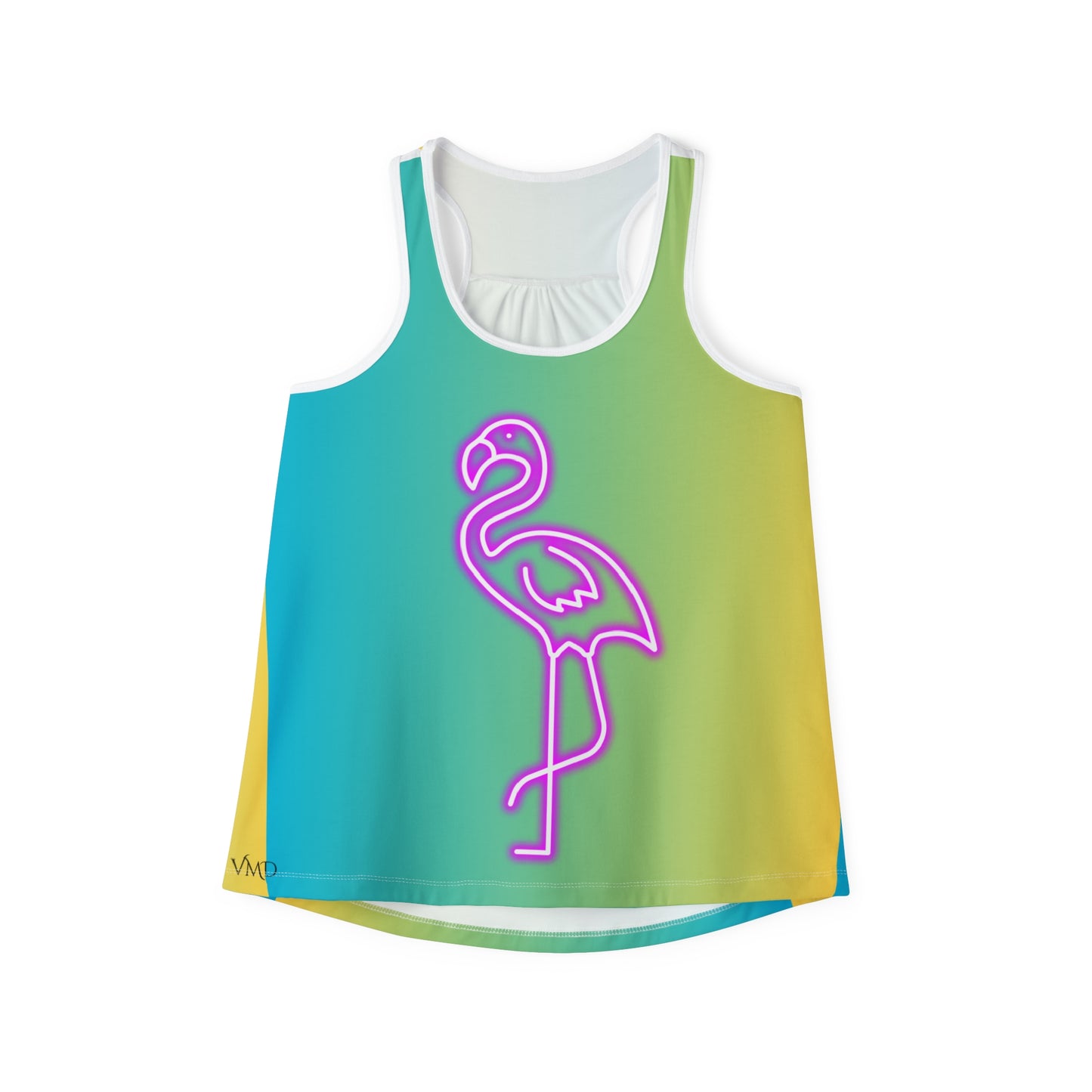 Women's Tank Top (AOP)/Neon Pink Flamingo/Blue/Yellow Gradient