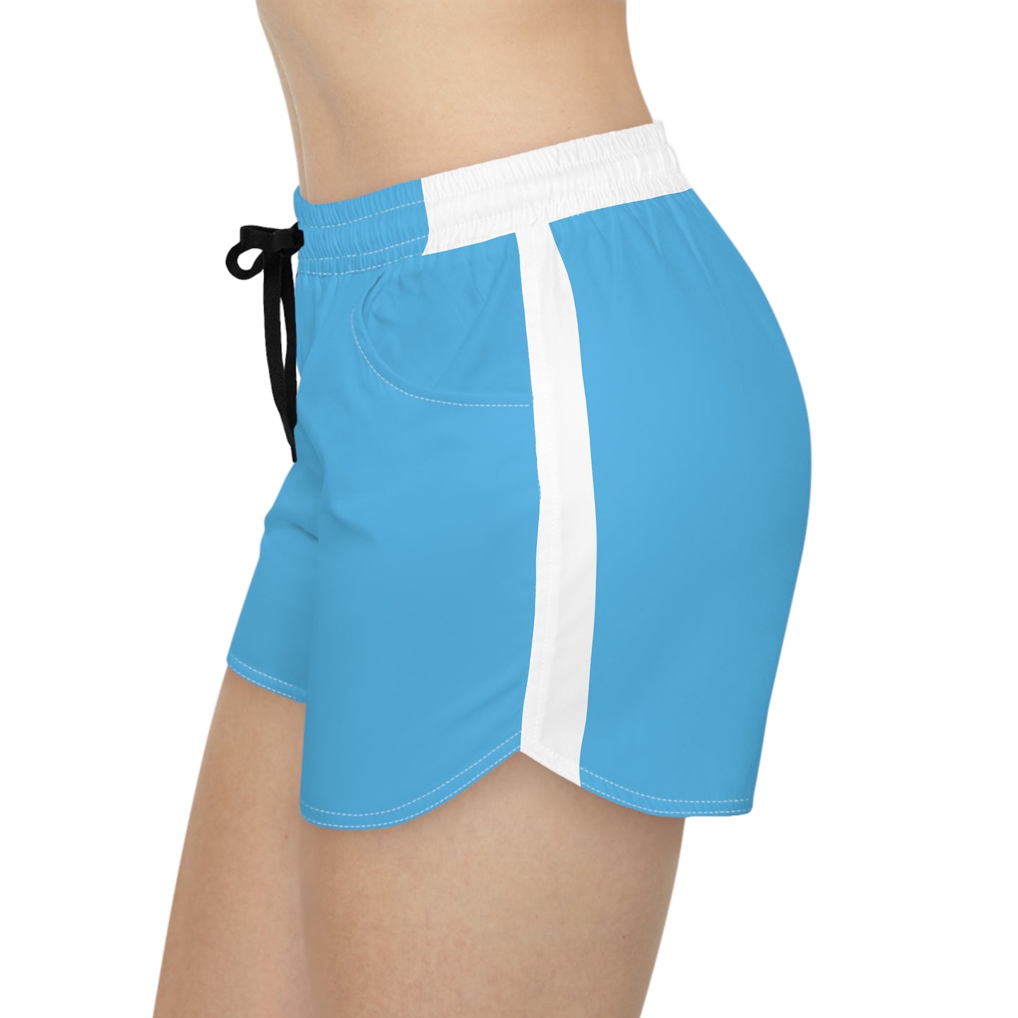 Women's Casual Shorts (AOP)/Solid Sky Blue/White Strip