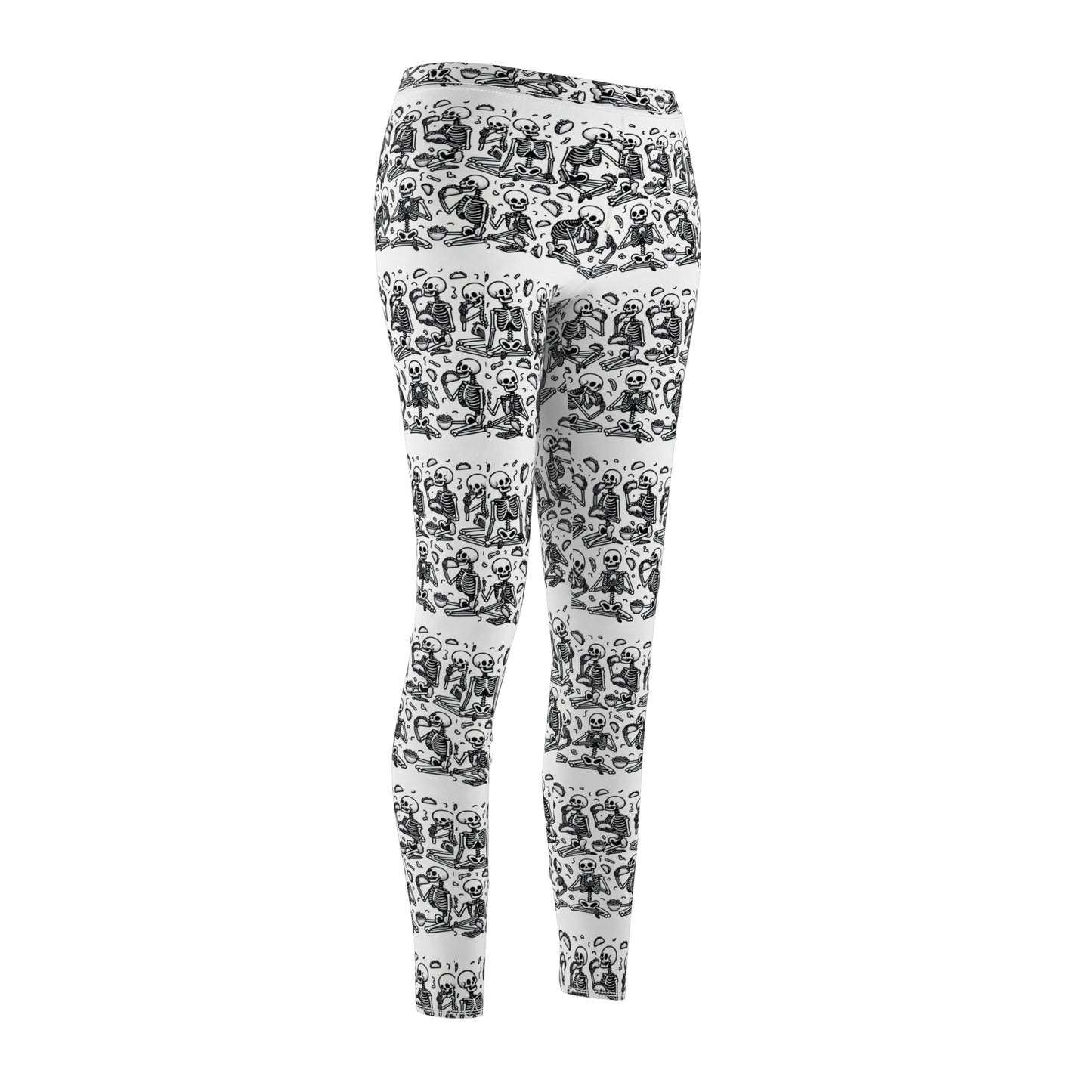 Women's Cut & Sew Casual Leggings (AOP) Skeletons Eating Tacos/Halloween