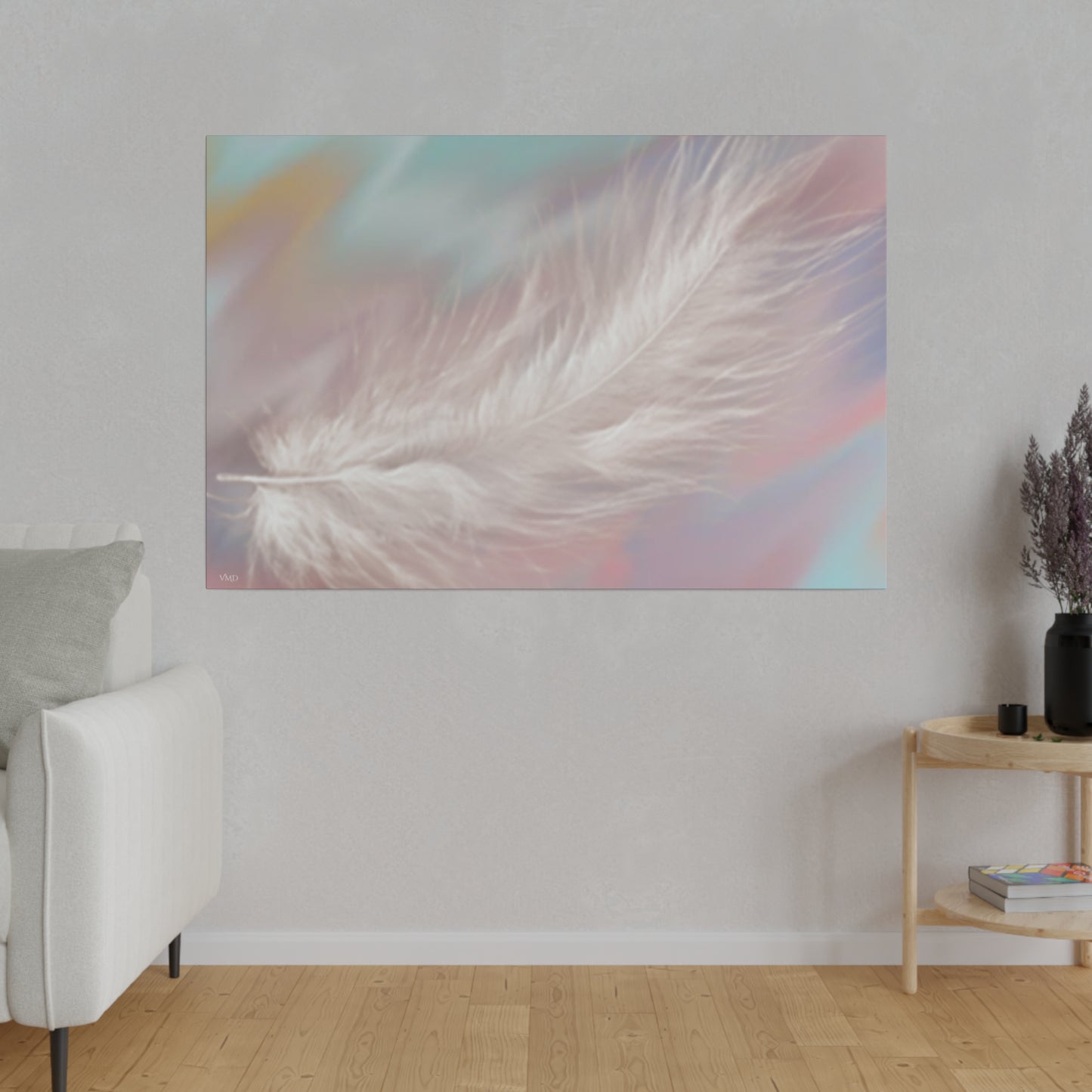 Digital Portrait Print, 0.75"/Feather/Pastel BG