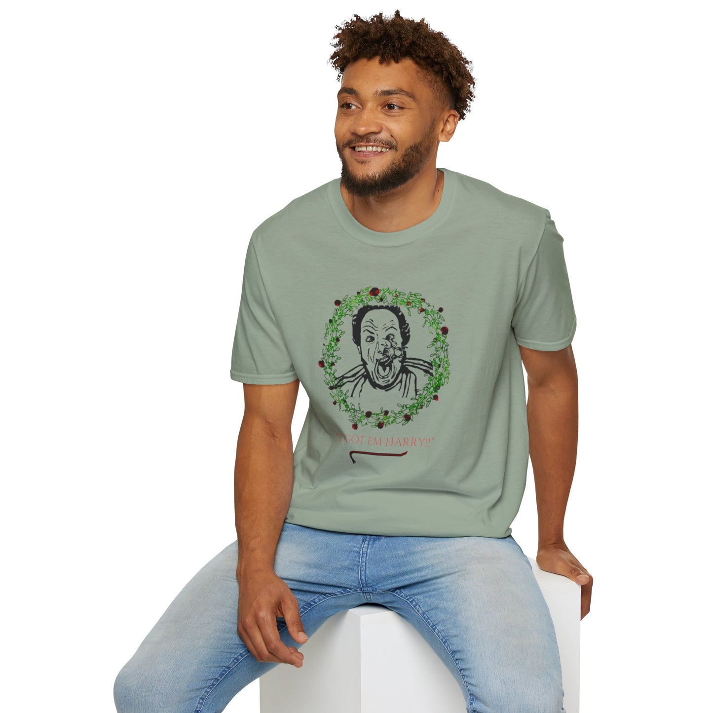 Unisex Softstyle T-Shirt/Holiday Funny/I got em Harry!!/Wreath