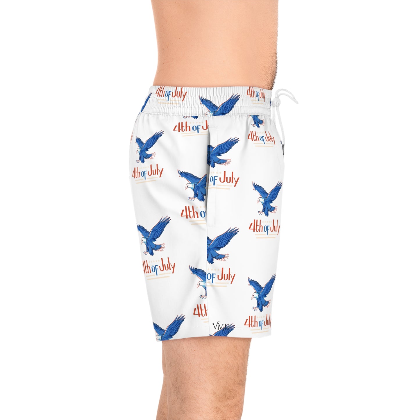 Men's Mid-Length Swim Shorts (AOP)/4th of July/Bald Eagle