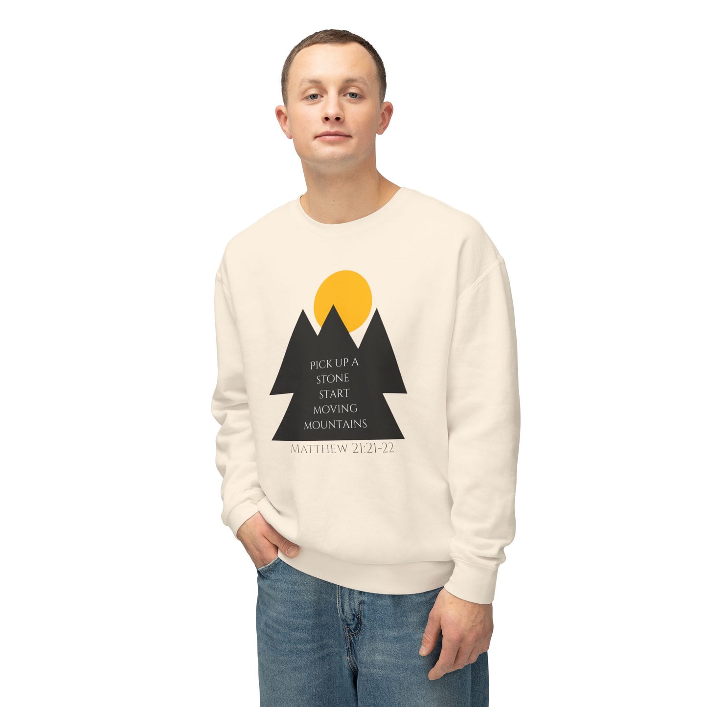 Unisex Lightweight Crewneck Sweatshirt/ Matthew 21:21-22/Mountains