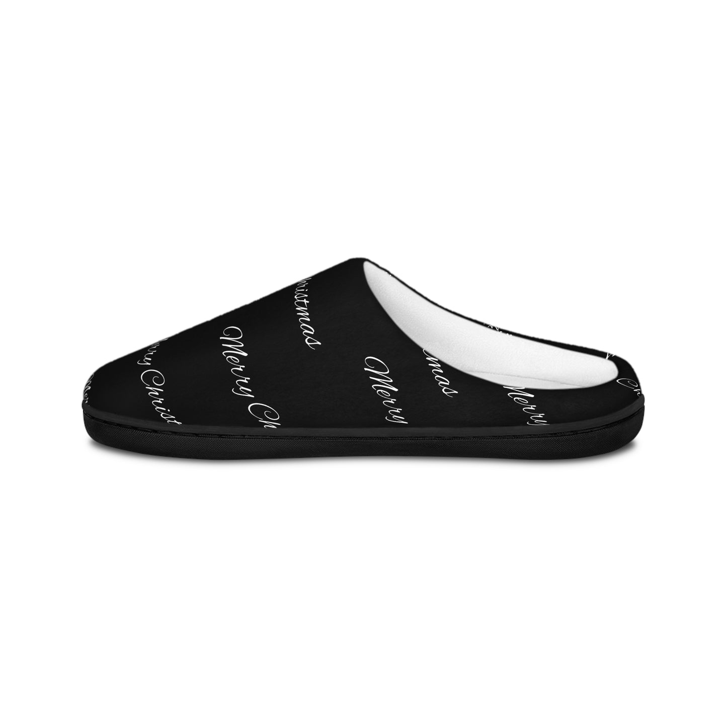 Women's Indoor Slippers/ Black/White/ Merry Christmas