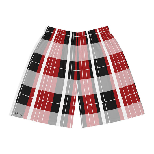 Basketball Shorts (AOP)Dark Red Plaid