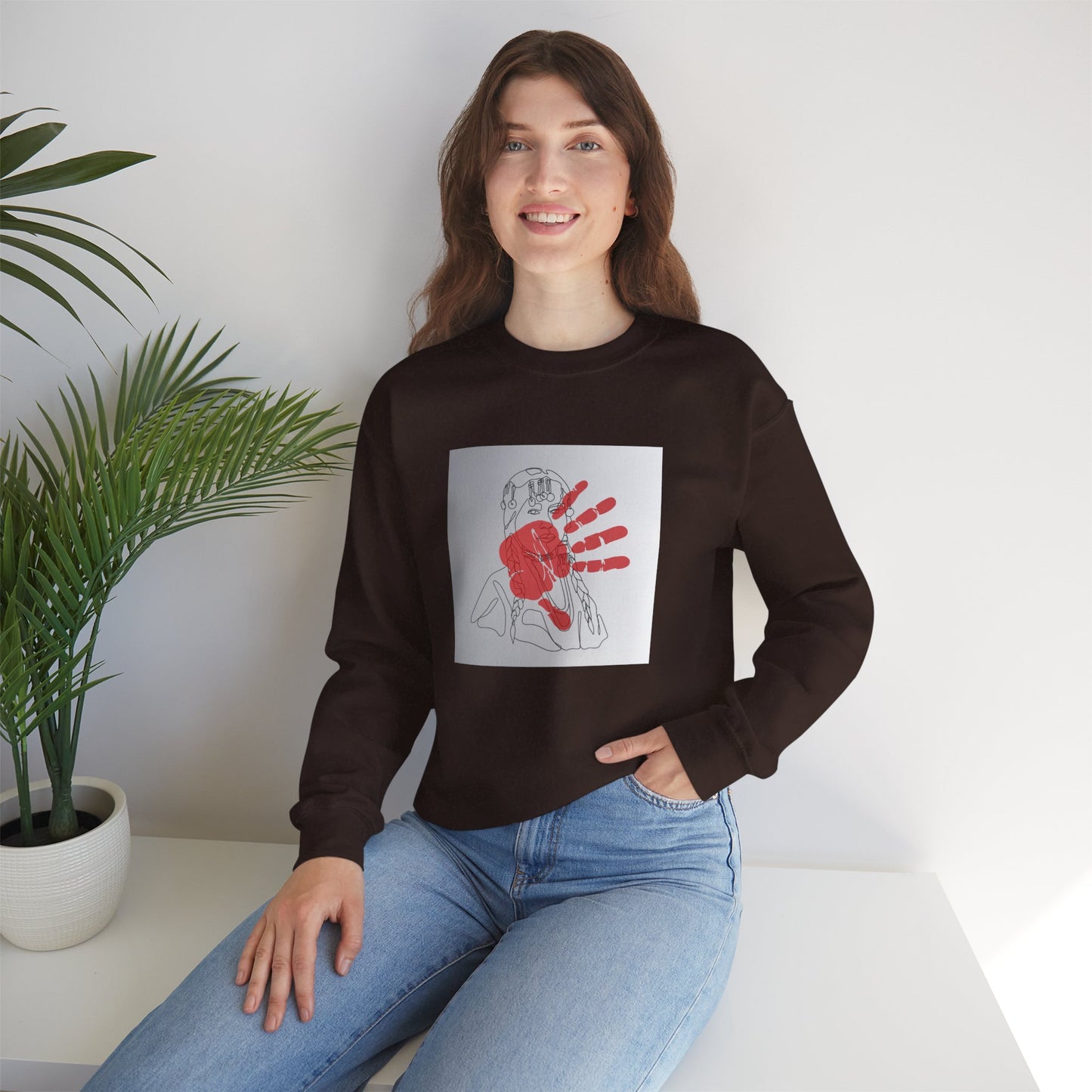 Unisex Heavy Blend™ Crewneck Sweatshirt/Native American/Hand Print/ Spreading Awareness for Indigenous Women