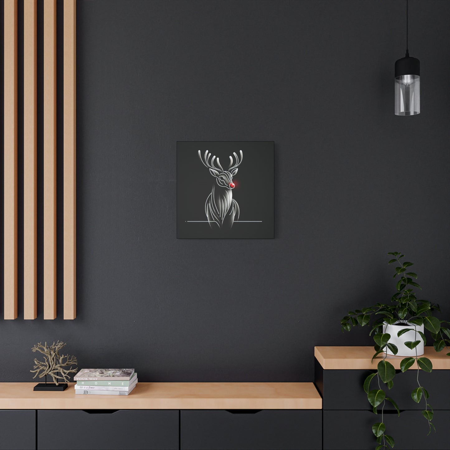 Matte Canvas, Stretched, 1.25"/ Rudolph/ Line Art/ Black/BG