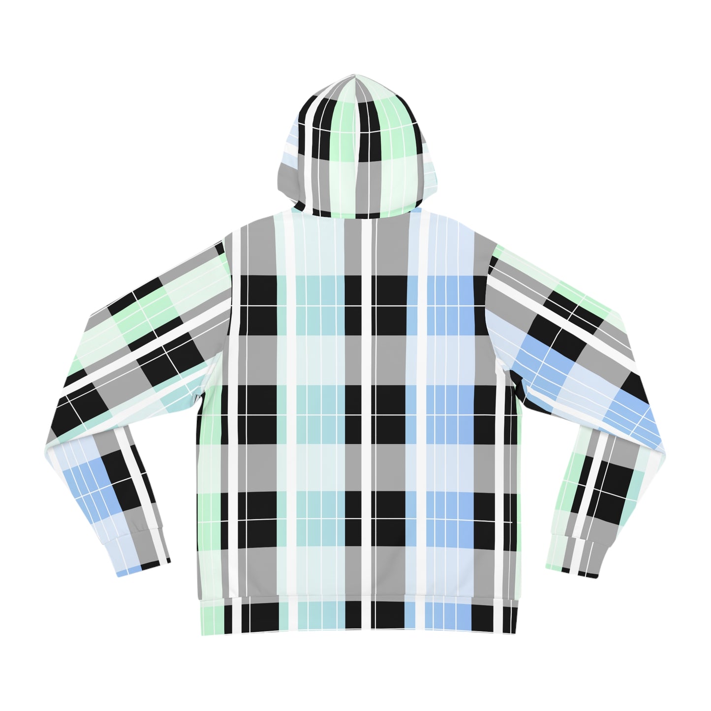 unisex Hoodie (AOP)/ Pastel Plaid/Gradient Green/Blue