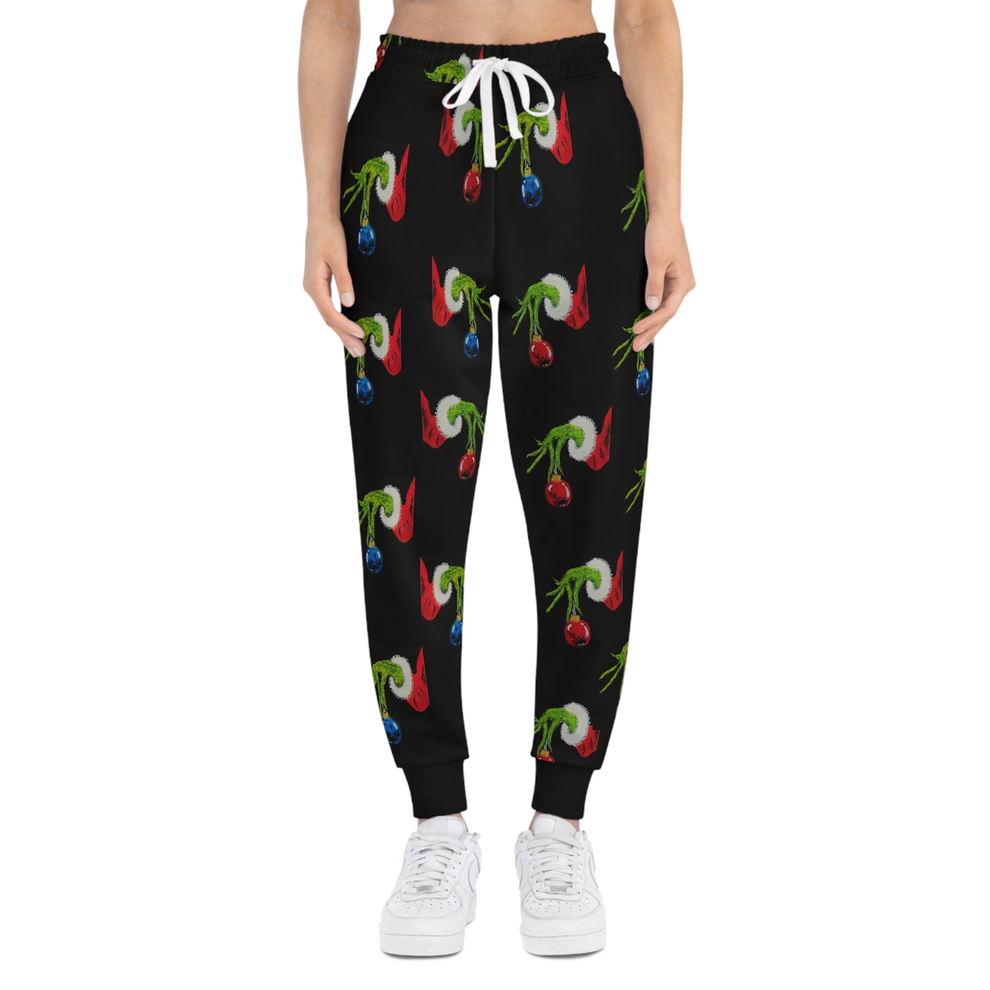 Unisex Athletic Joggers (AOP)/Grinch Hands/Bulbs/Red/Blue