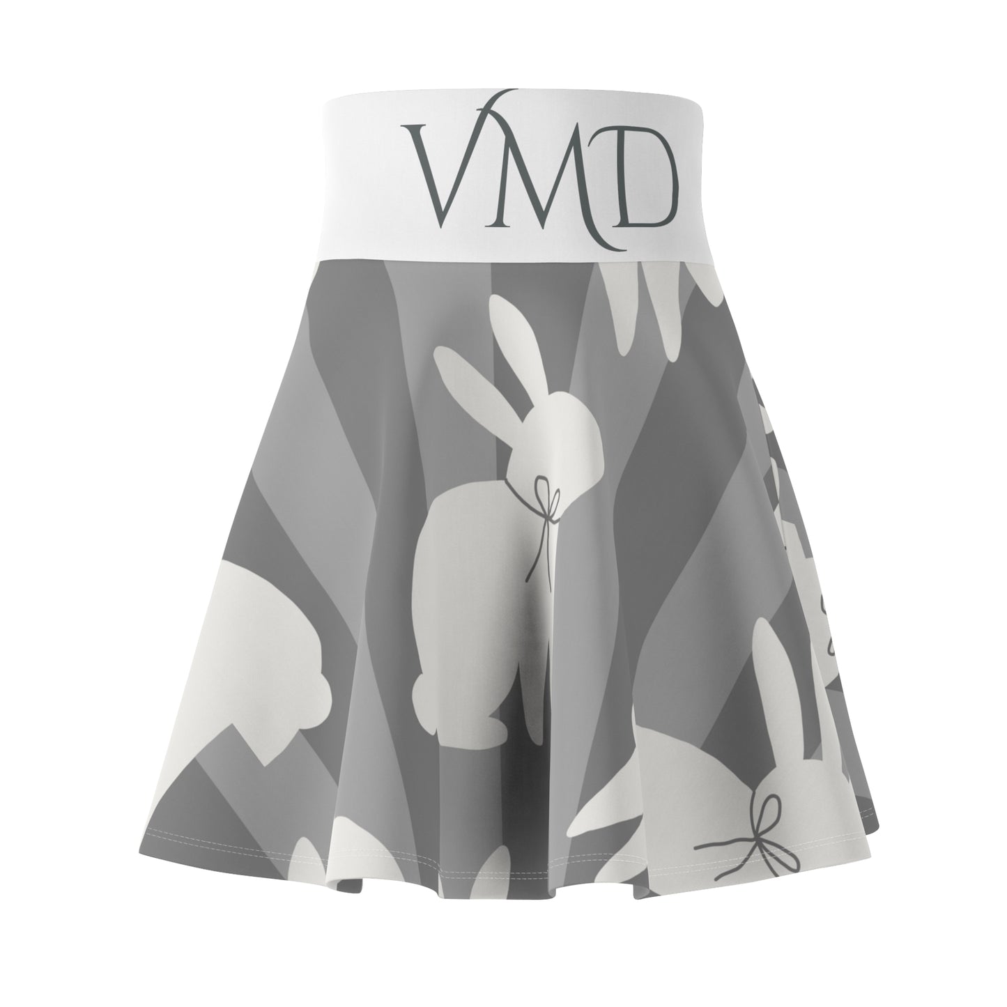 Women's Easter Skirt (AOP)/White Bunnies/Grey Background