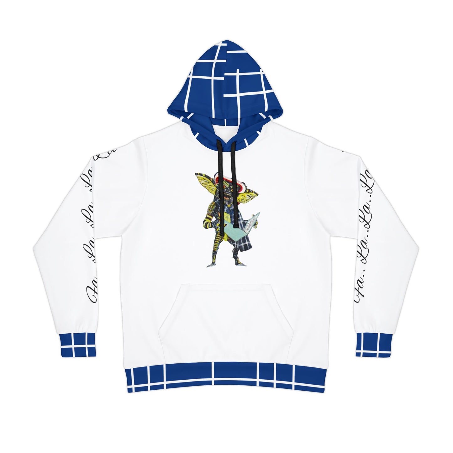 Unisex Athletic Hoodie (AOP)/Caroling Gremlin/Blue /White Plaid