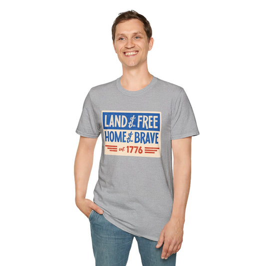 Unisex Softstyle T-Shirt/4th of July/Land of the Free Home of the Brave