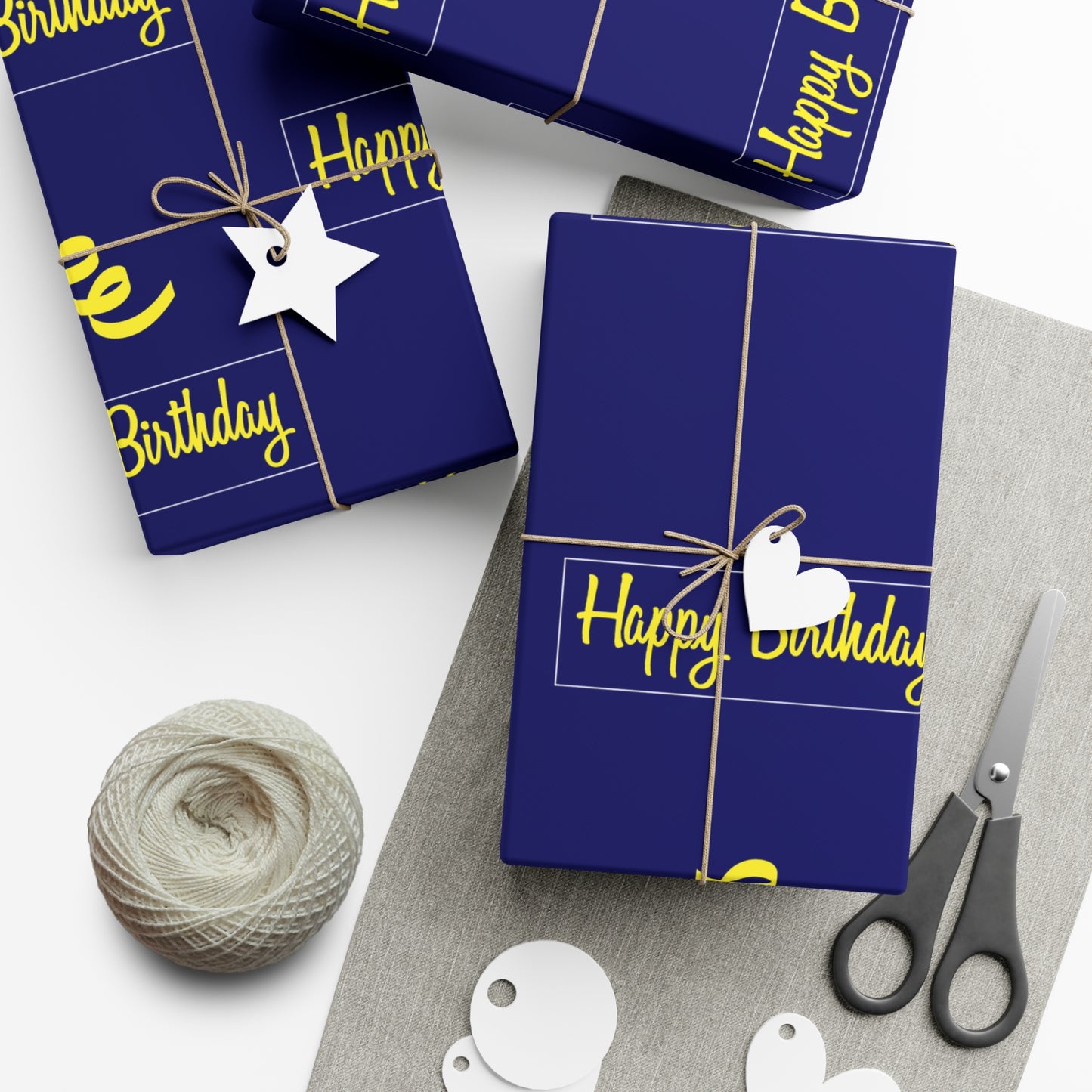 Birthday Gift Wrap Papers/ Happy Birthday/Maize/ Blue /Blue /Black Gradient