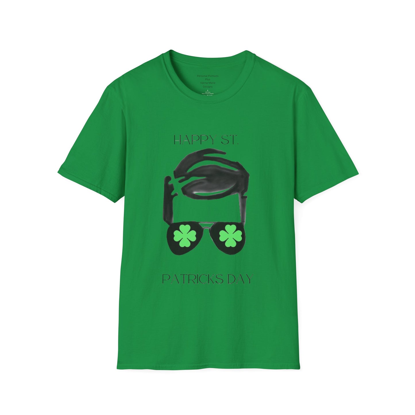 Unisex Softstyle T-Shirt/Happy St. Patricks' Day/Black Glasses/Green Clovers