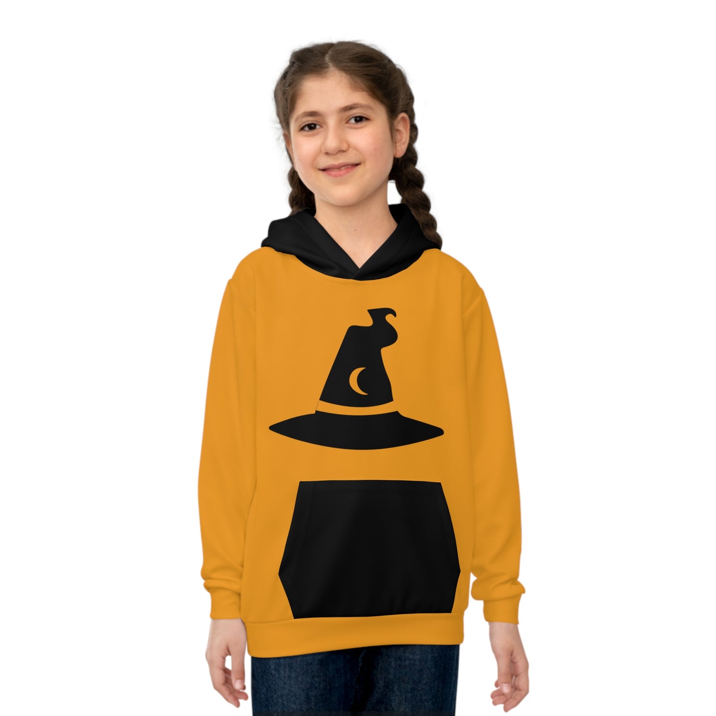 Children's Hoodie (AOP)/Witch Hat/Orange