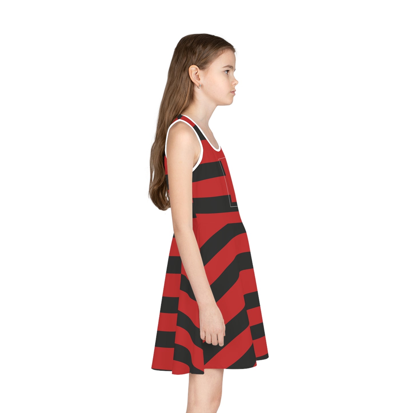 Girls' Sleeveless Sundress (AOP)/ Reindeer Black/Red Striped