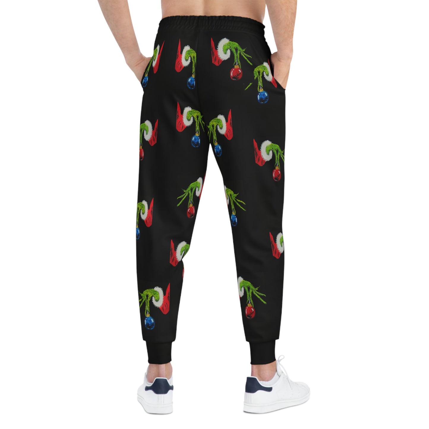 Unisex Athletic Joggers (AOP)/Grinch Hands/Bulbs/Red/Blue