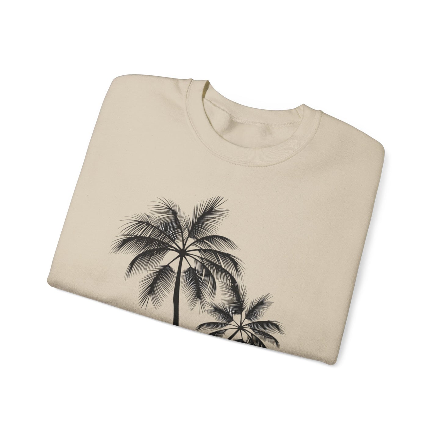 Womans Heavy Blend™ Crewneck Sweatshirt/2 Palm Trees/Black/White