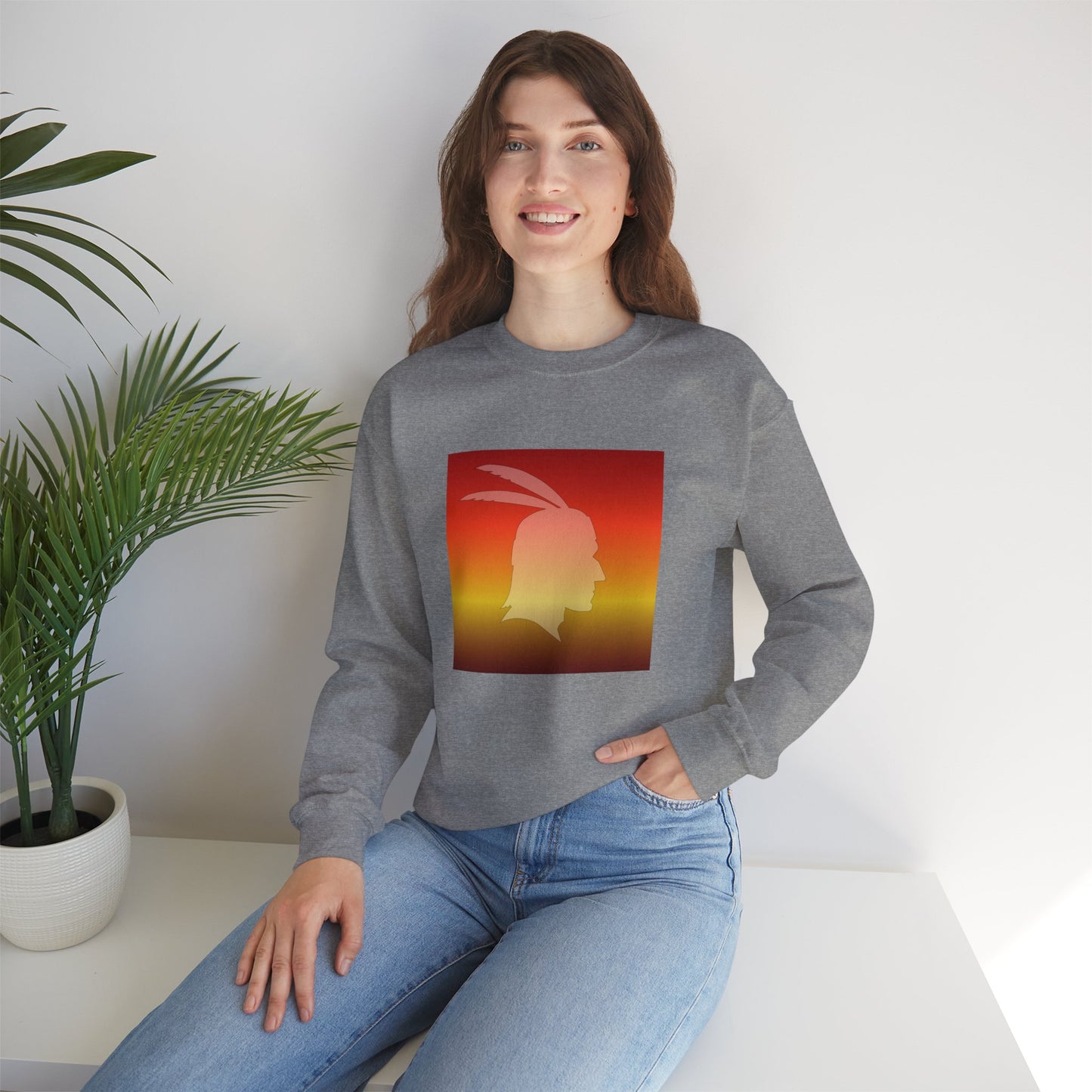 Unisex Heavy Blend™ Crewneck Sweatshirt/Native American/Fall Gradient