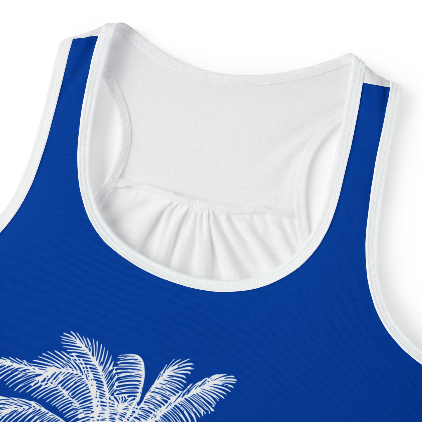 Women's Tank Top/Colored Lining/Black/White (AOP)Palm Tree/Blue/White