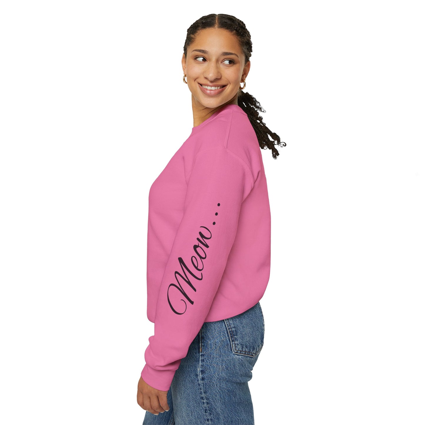 Womans Heavy Blend™ Crewneck Sweatshirt/Cat in a Hat/Holiday/Text down the Arm