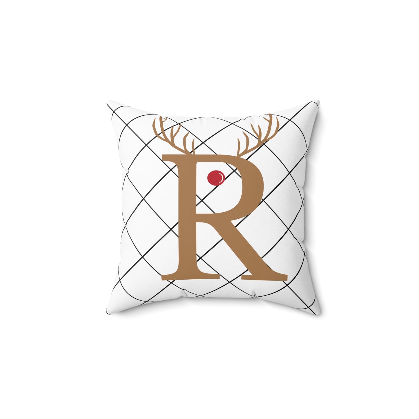 Spun Polyester Square Pillow/R/ Rudolph Red Nose Reindeer/White