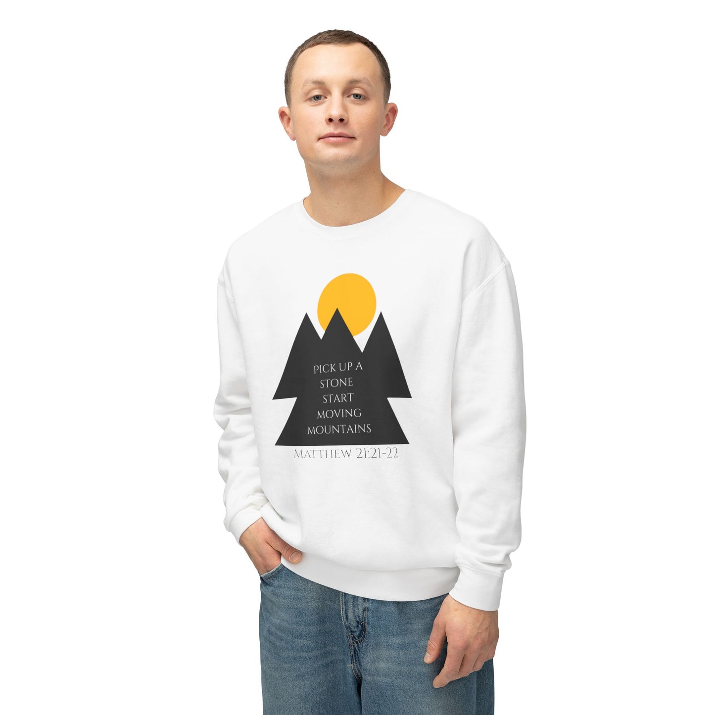 Unisex Lightweight Crewneck Sweatshirt/ Matthew 21:21-22/Mountains