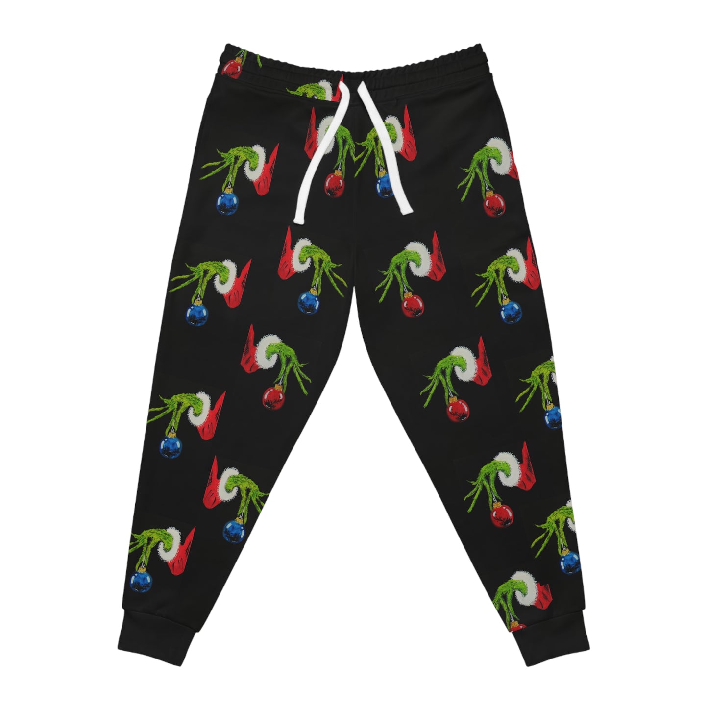 Unisex Athletic Joggers (AOP)/Grinch Hands/Bulbs/Red/Blue