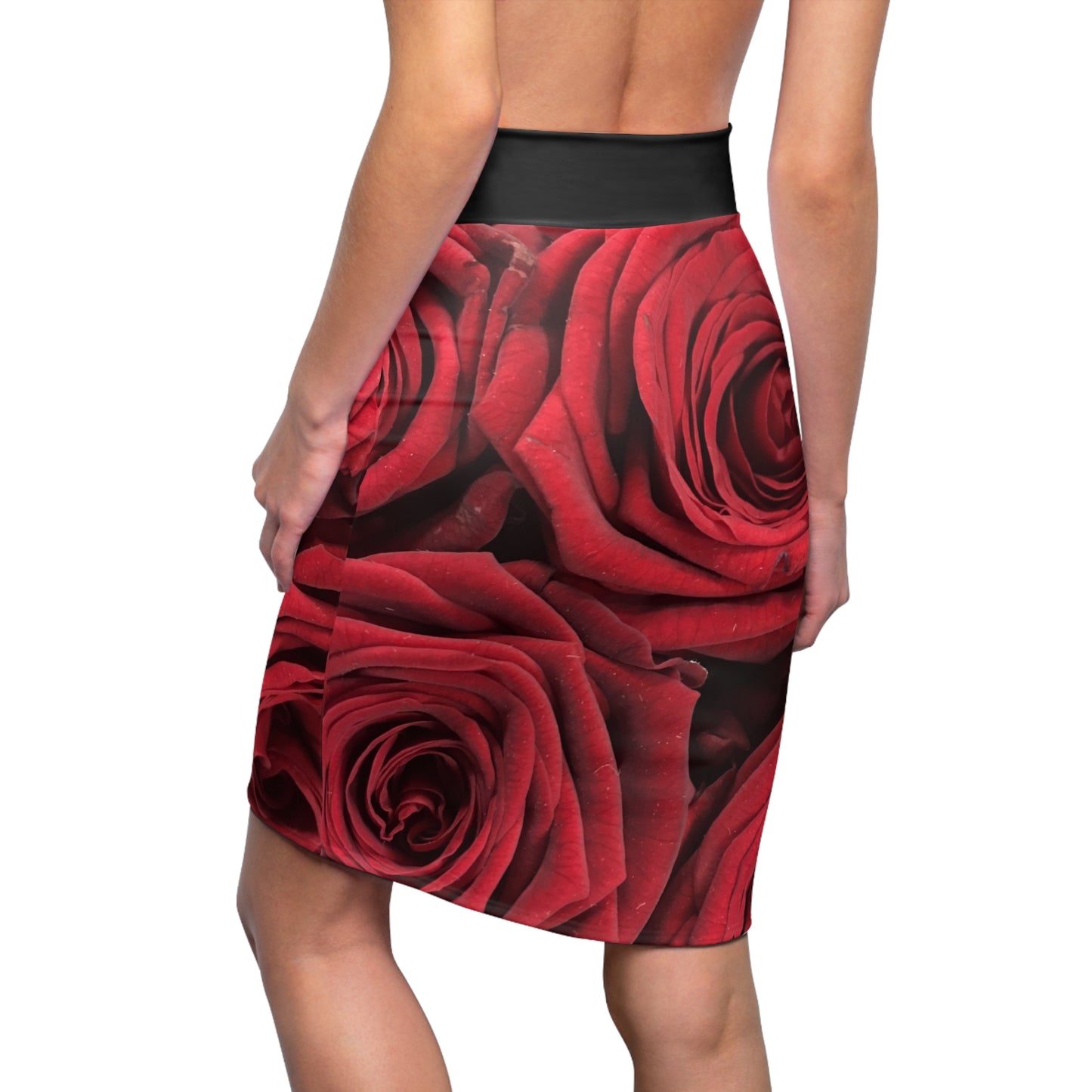 Women's Pencil Skirt (AOP)/Red Roses