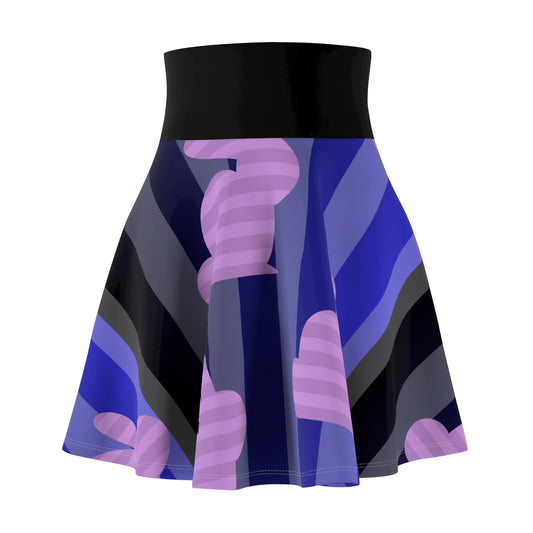 Women's Easter Skirt (AOP)/Purple Bunnies/Blue Background