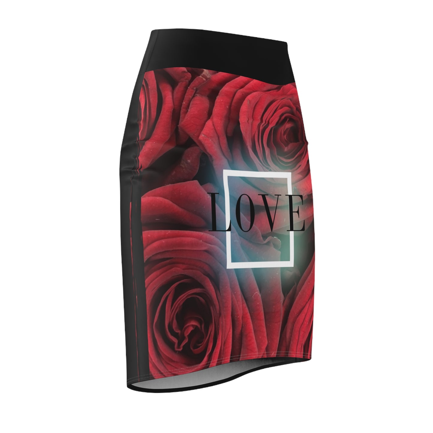 Women's Pencil Skirt (AOP)/Love/Red Roses