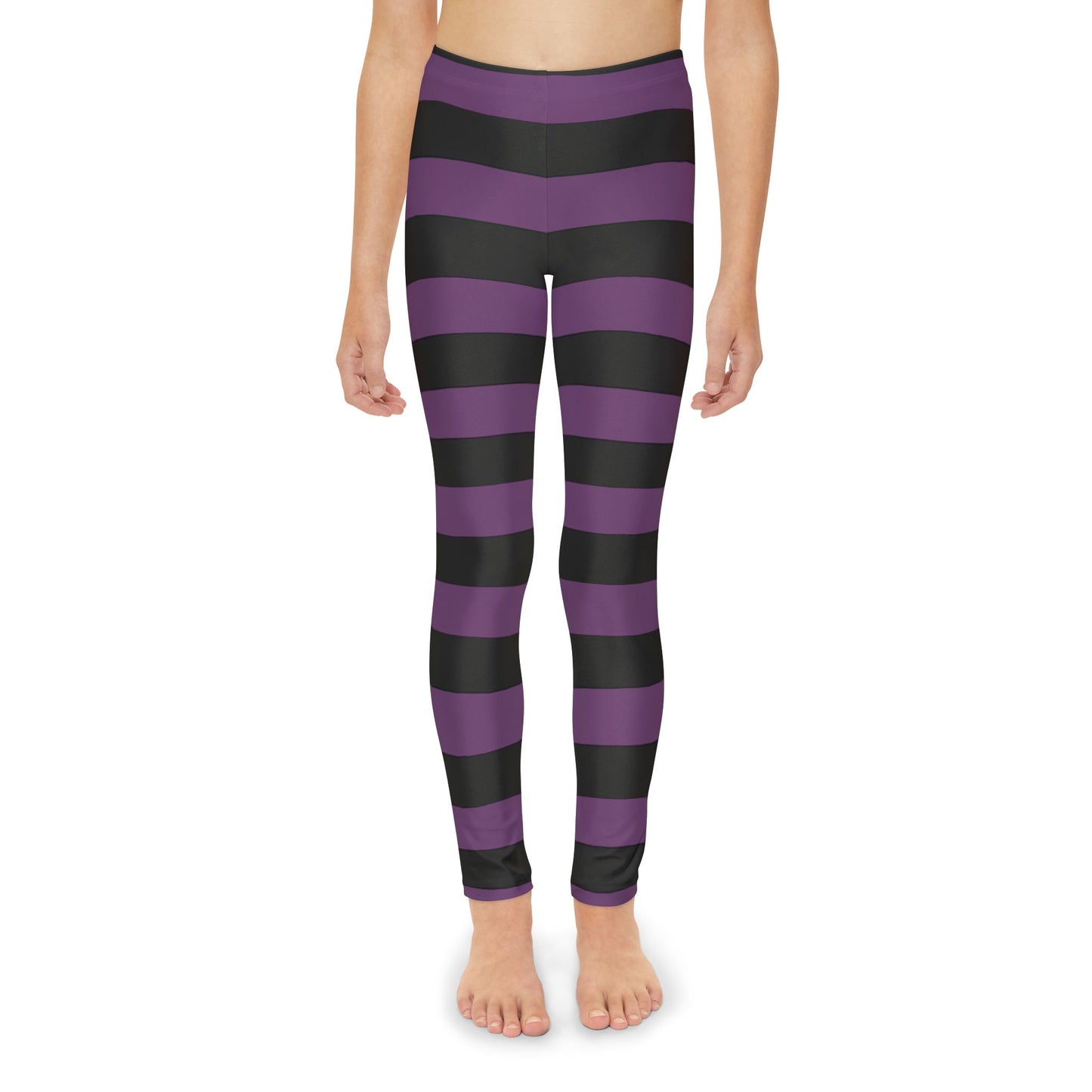 Girls Youth Full-Length Leggings (AOP)/Witch Stripes/Purple