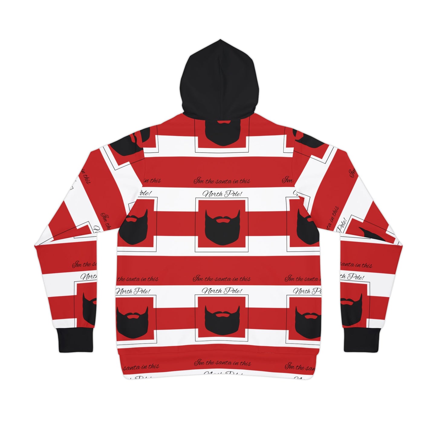 Men's Athletic Hoodie (AOP)/ I'm the Santa in this North Pole/ Red/White Striped