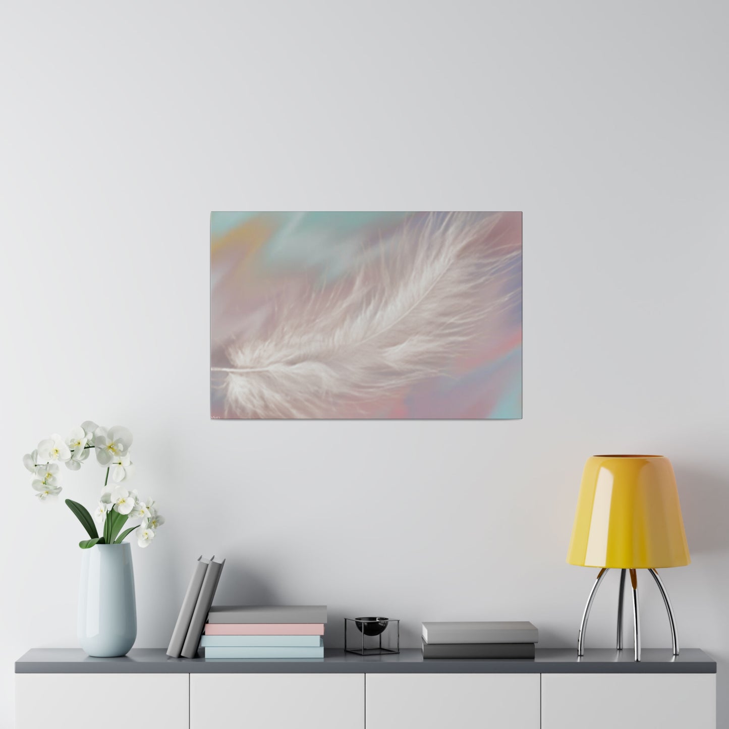 Digital Portrait Print, 0.75"/Feather/Pastel BG