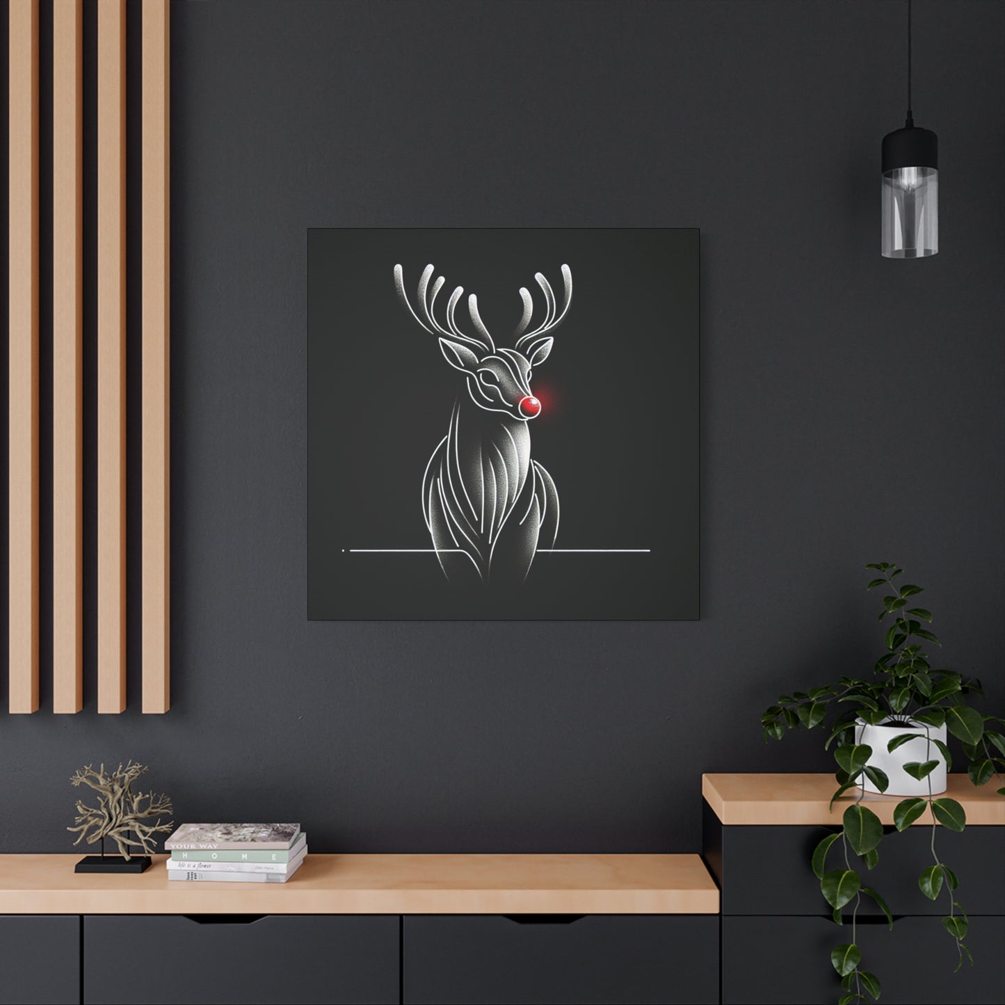 Matte Canvas, Stretched, 1.25"/ Rudolph/ Line Art/ Black/BG