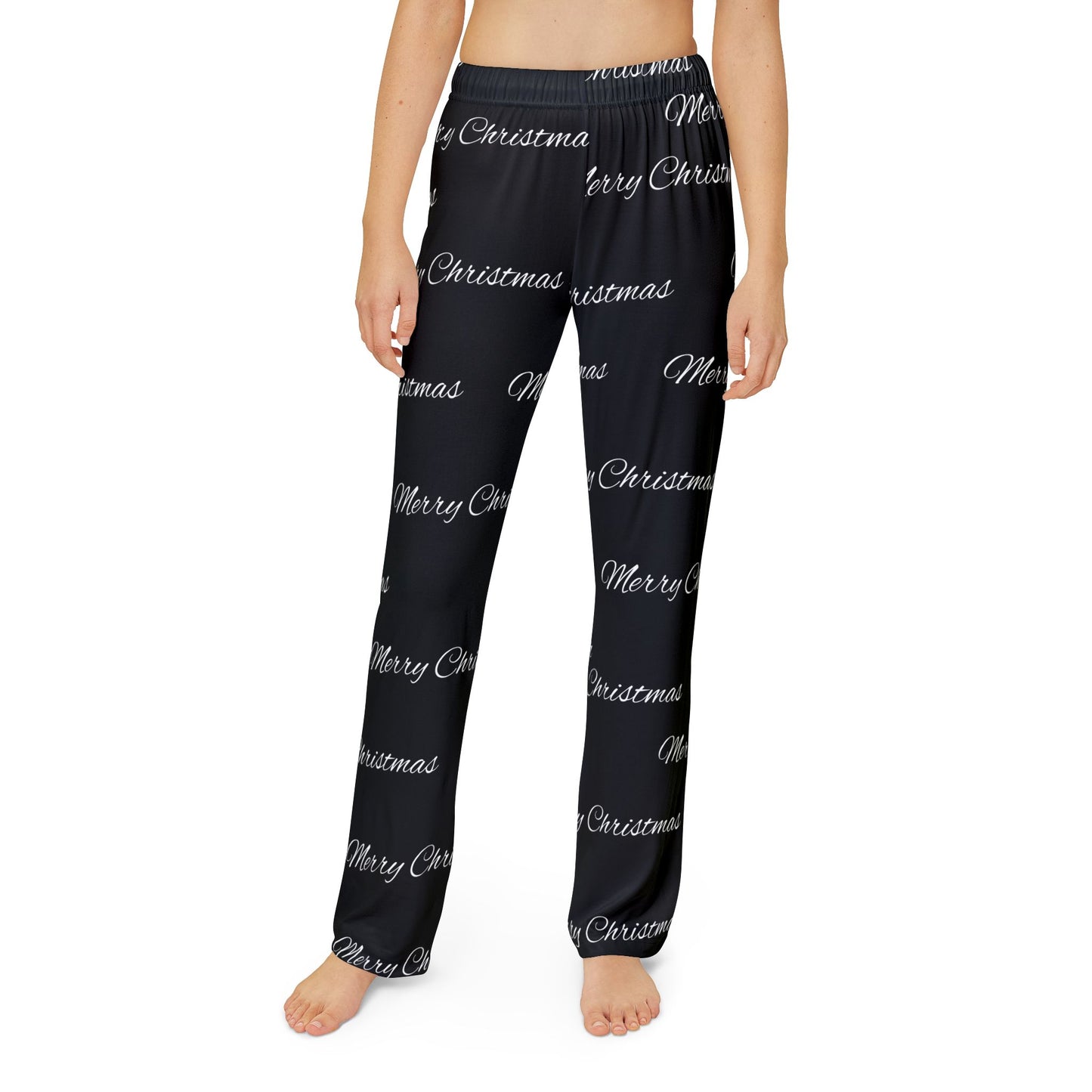 Kids Pajama Pants (AOP)/ Merry Christmas/Black/White