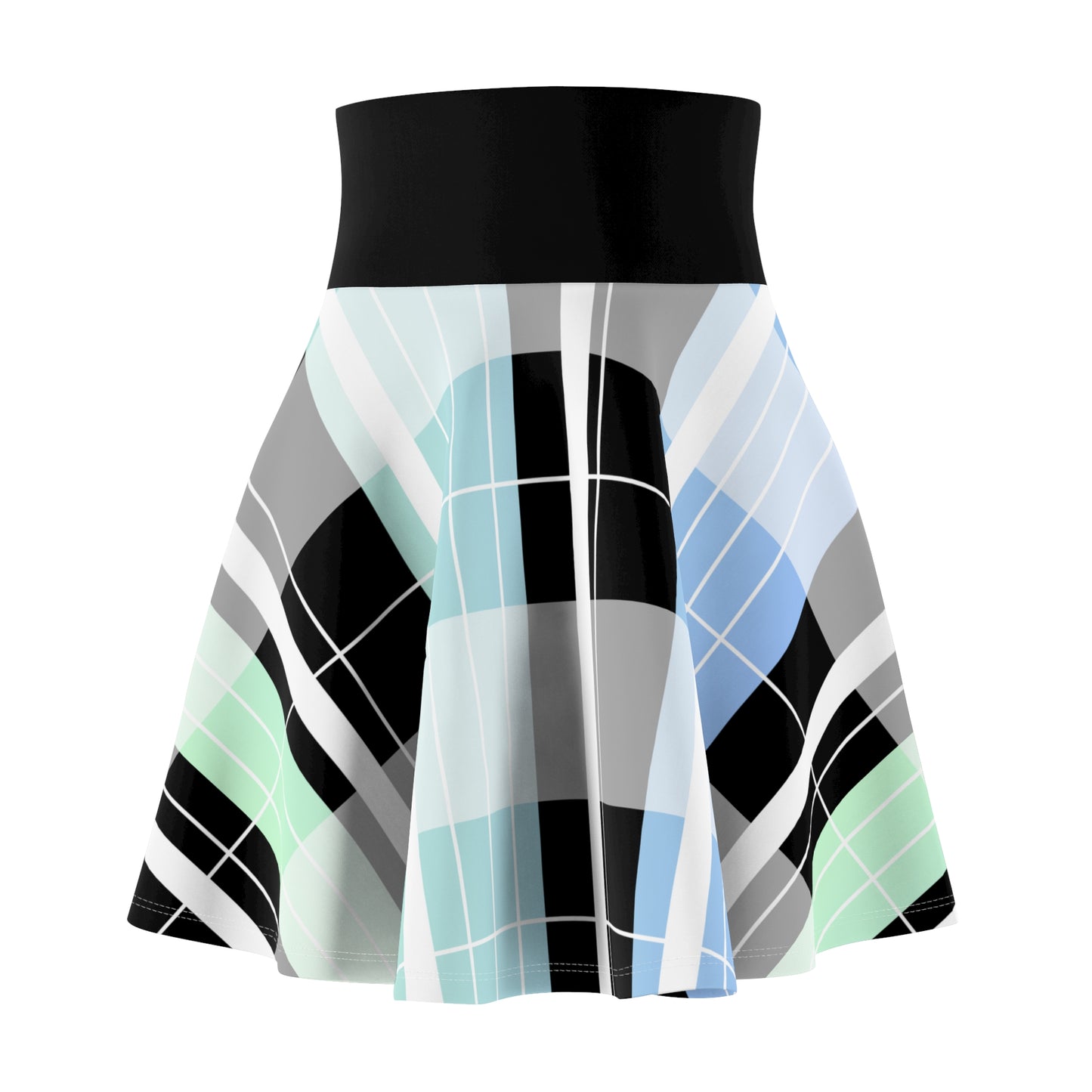 Women's Skirt (AOP)/ Pastel plaid/Gradient Blue Green