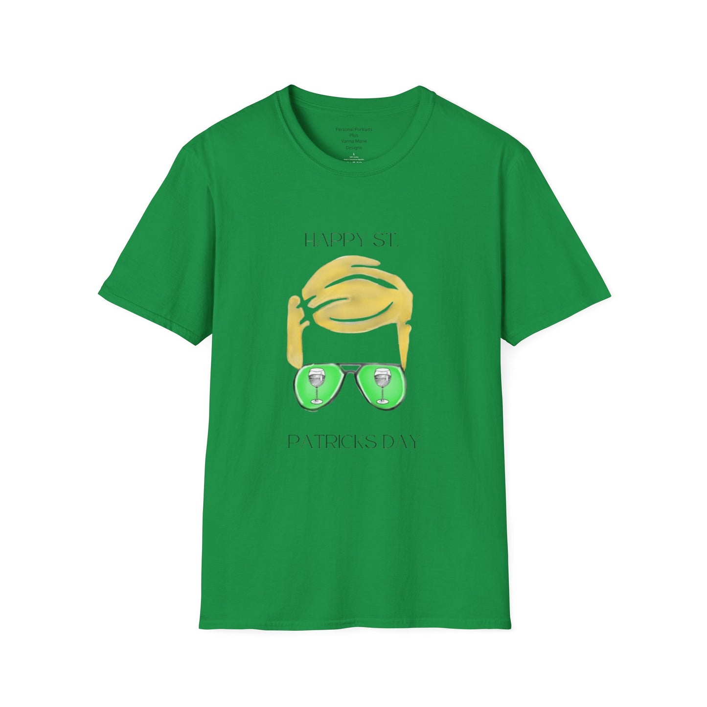 Unisex Softstyle T-Shirt/ Man/ Blonde/ Green Glasses/Wine Glass