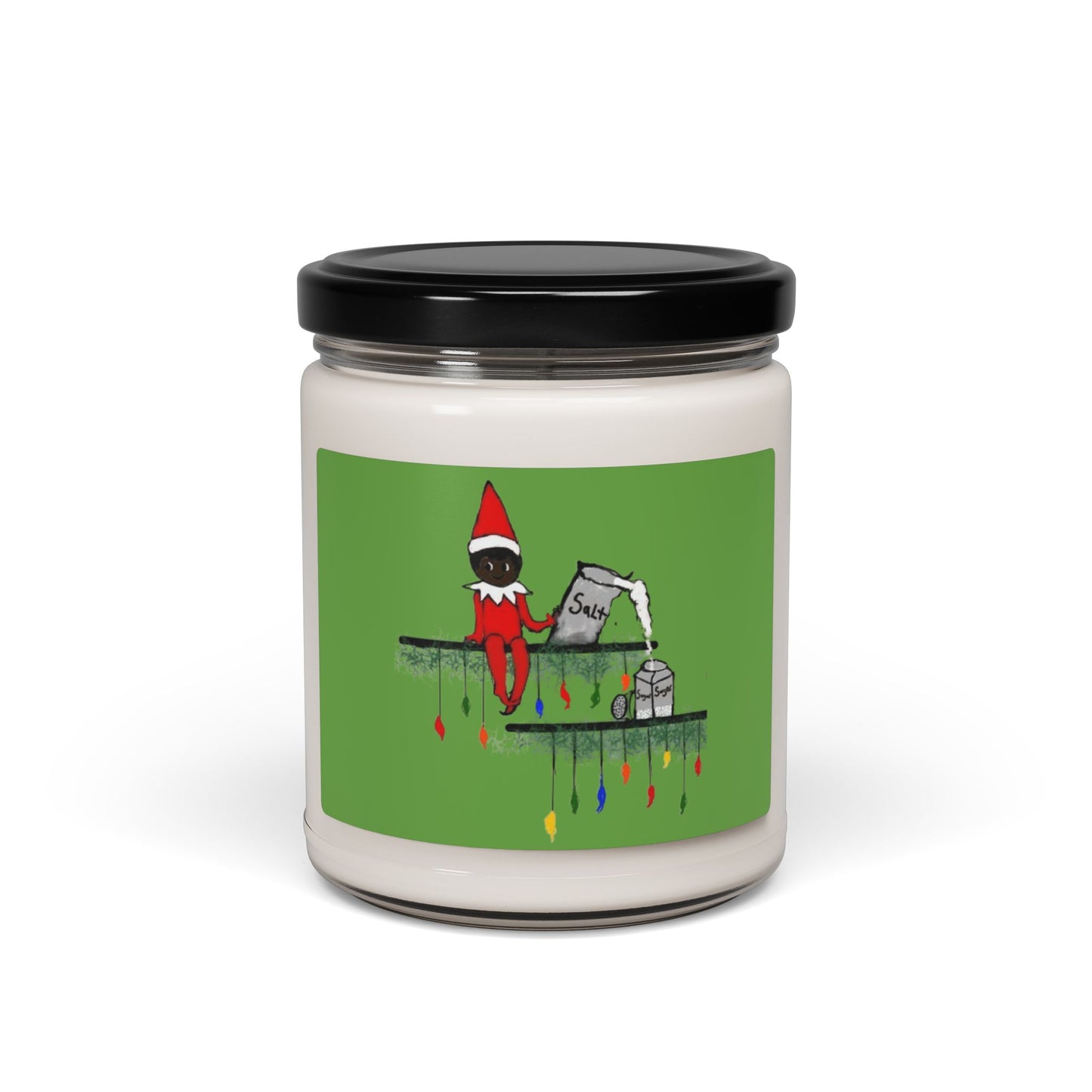 Scented Soy Candle, 9oz/Holiday Funny/African American Elf on the Shelf/Salt in the Sugar