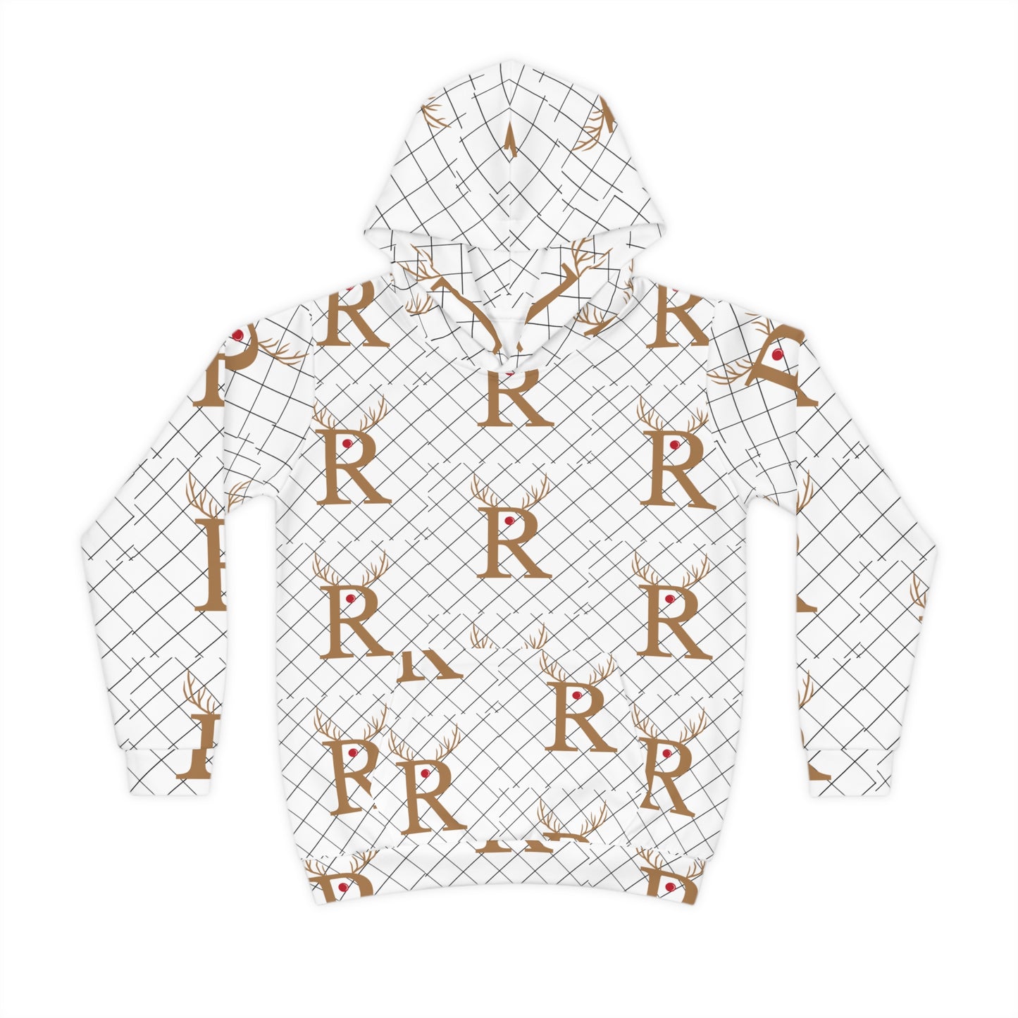 Children's Hoodie (AOP)/R/ Rudolph Red Nose Reindeer/White