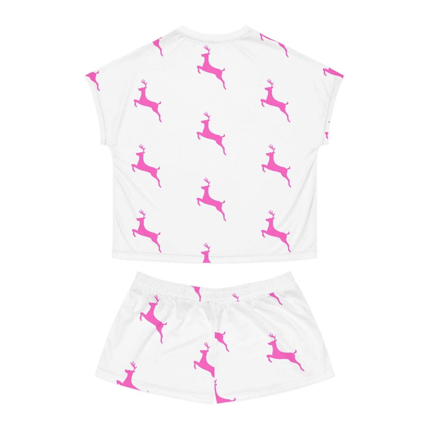 Women's Short Pajama Set (AOP)/Pink Reindeer/Holiday