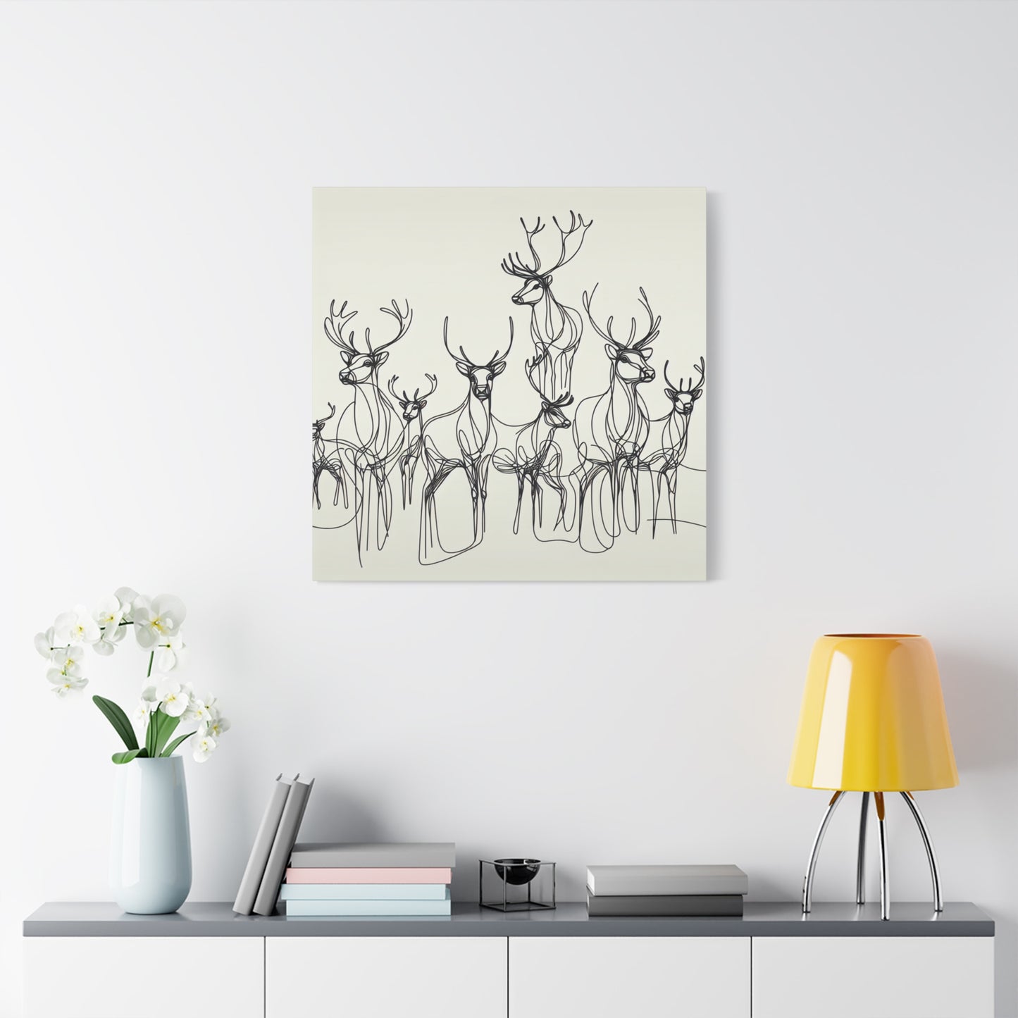 Matte Canvas, Stretched, 1.25"/Reindeer/Line art