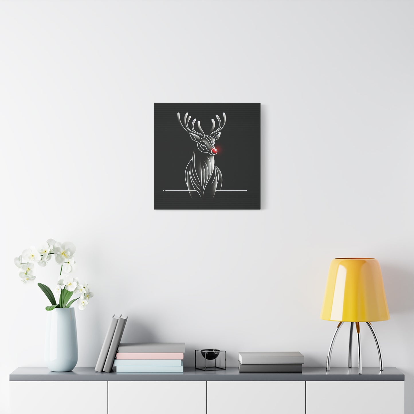 Matte Canvas, Stretched, 1.25"/ Rudolph/ Line Art/ Black/BG