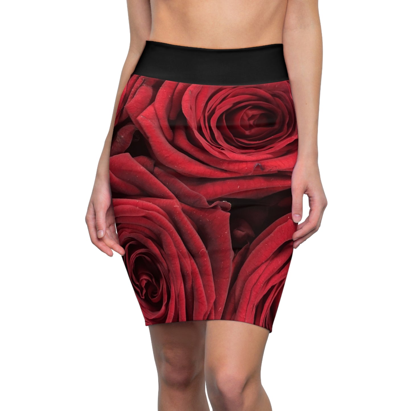 Women's Pencil Skirt (AOP)/Red Roses